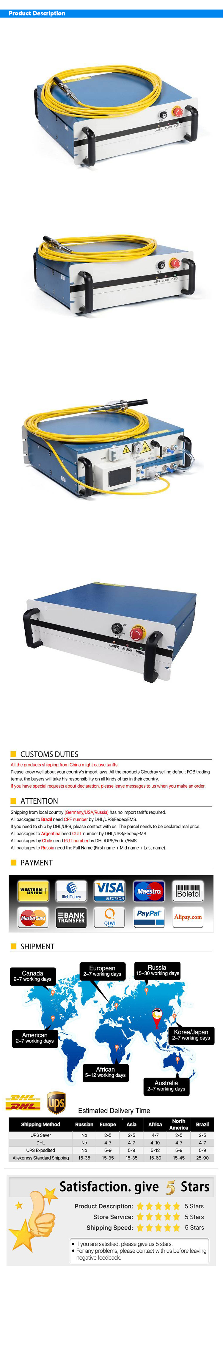 Источник лазера 500w волокна Raycus Rfl-c3000s 1kw 1.5kw 2kw 3kw 4kw 6kw