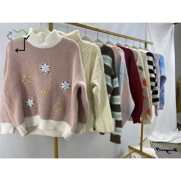 Comfortable Second Hand Pullover Sweater Warm Winter Fashion Hoodless Overcoat Wholesale