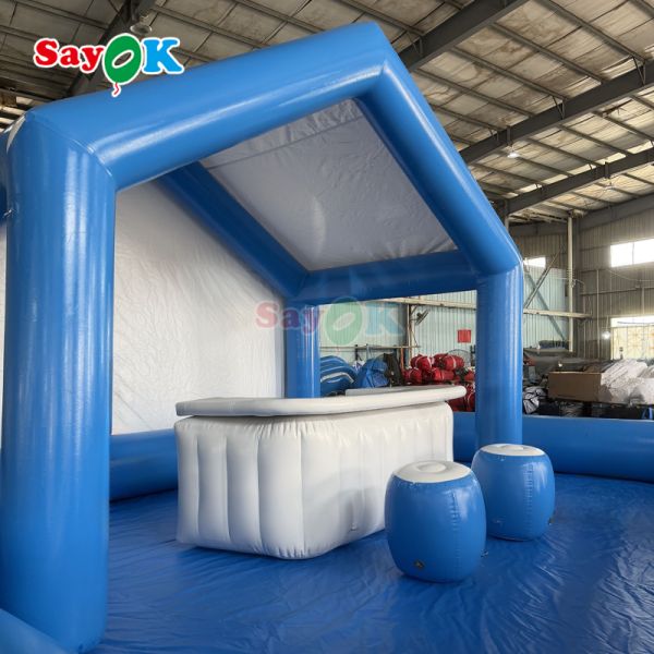Durable 0.6mm PVC Tarpaulin Inflatable Water Bar with Custom Logo Printing and Portable Easy Setup for Pool Parties