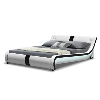 De lujo moderno de rey Bed Frame Curve de la imitación de cuero del LED tapizada