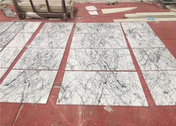 Bespoke 60x60cm Size Natural Stone White Marble Floor Bevel Tiles 