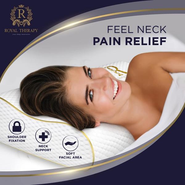 Striped King Contour Pillow for Side Sleepers Memory Foam Pillow Cervical CertiPUR-US
