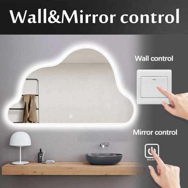 Beauty Barber Salon Mirror With Led Lights Asymmetric Mirror Touch Screen Irregular Bathroom Mirror