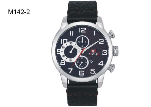 BARIHO Men's Quartz Watch Day And Month Display Wristwatch Leather Band M142
