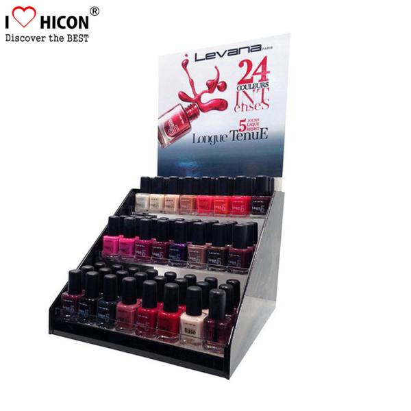Custom Logo Clear Acrylic Counter Display Racks 5 Step For Nail Polish Retailing