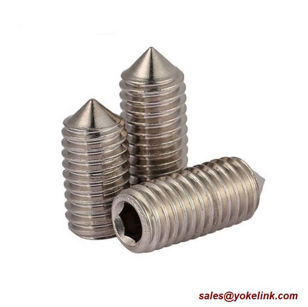ASME B18.3, DIN 914 Brass Socket Set screws with Cone Point, Nylok patch