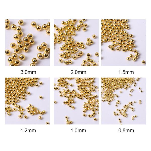 Steel Balls 3D Nail Art Decorations 6 Grid Mixed Metal Round Bead Nail Charms in Bulk