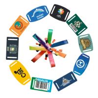 Jacquard tecido RFID pulseira de longa distância detectada logotipo personalizado impresso pulseiras de tecido tecido