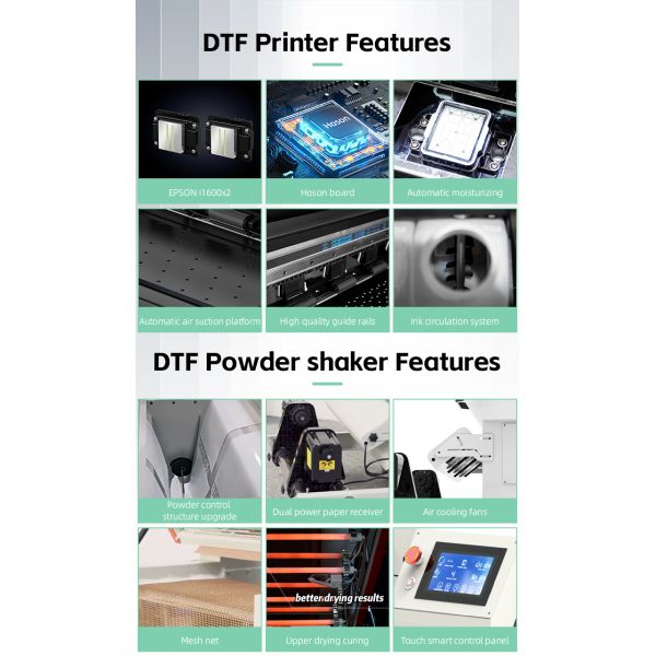 Ingani Optional Print Head  I1600 XP600 18.5 Inch Dtf Printer With 45cm Dtf Powder Shaker Drying Oven