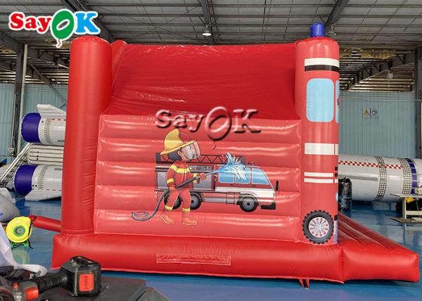 Trampolim inflável vermelho impresso temático do salto do fogo para o parque de diversões das crianças