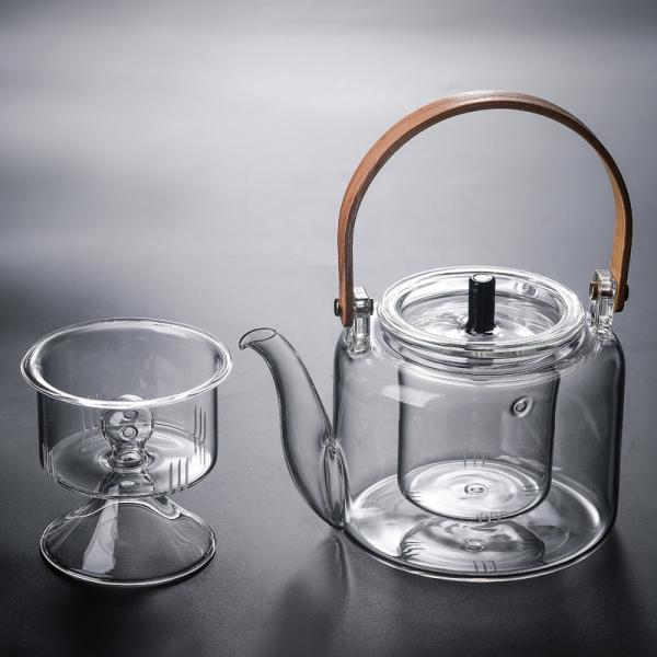 Handmade 1000ml Clear Glass Teapot Borosilicate Material Eco Friendly