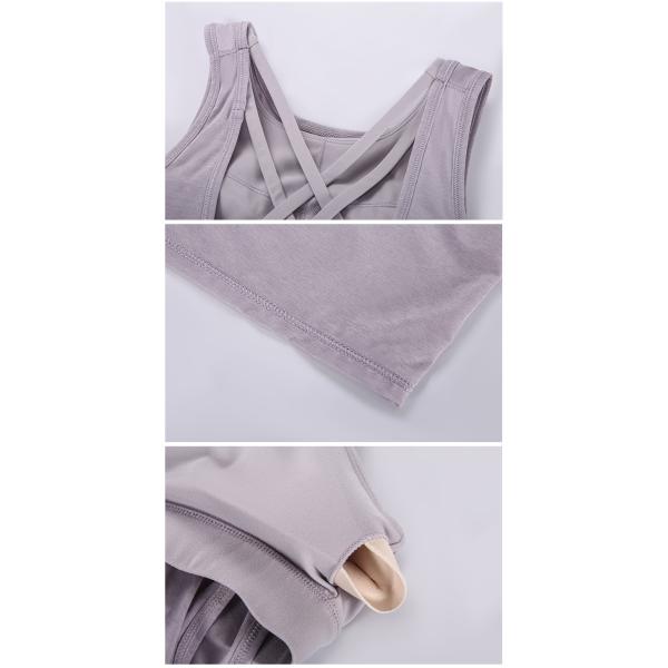 Women Fitness Loose Fit Breathable Casual 2 in 1 Tank Top Yoga Sports Bras ISO