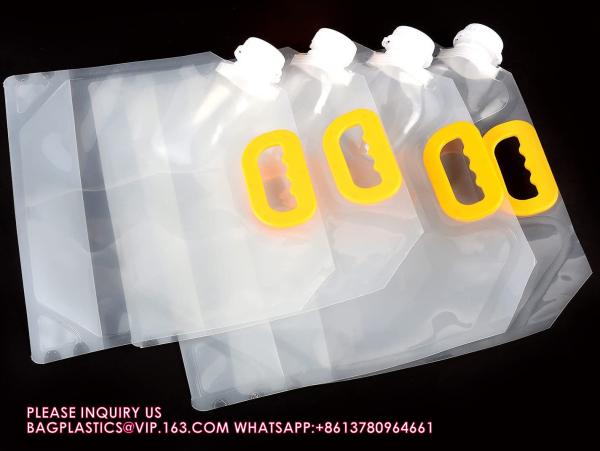 Custom Printed Logo Drink Spout Pouch Plastic Foldable Food Grade Stand Up Liquid Pouch With Handle