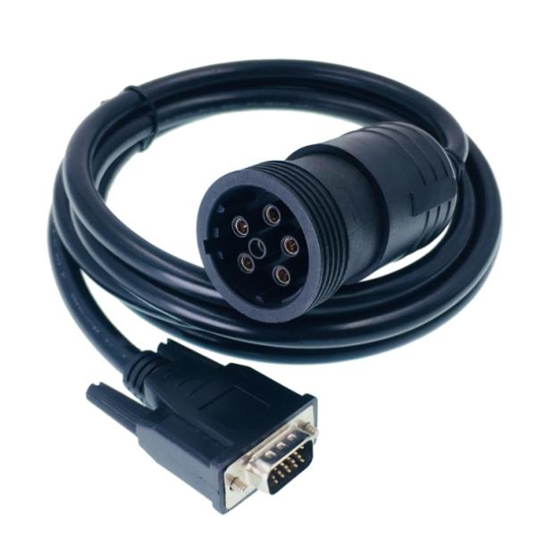 PVC OKI Technic Material Deutsch Green 9 PIN Type 2 J1939 to DB15 Cable for Truck Diagnostic Tool 12V/24V Truck