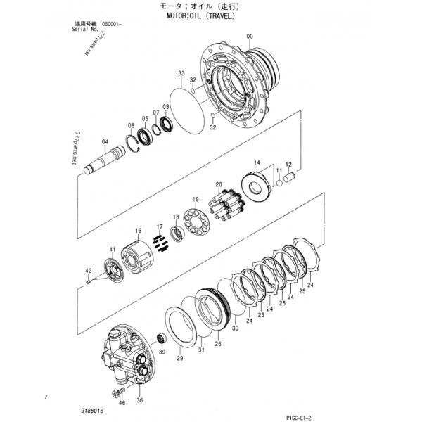 Remplacement du groupe moto-réducteur de translation Hitachi ZX135N-3 9289617 9188016 9196240