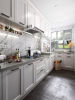 Customized Walnut Modern Solid Wood Kitchen Cabinets For Apartments