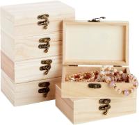 Boîtes en bois non finies pour l'artisanat avec couvercles à charnière et verrous avant, bijoux, artisanat, entrepôt