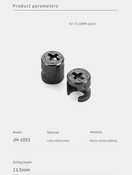 Black 15mm Cam Lock Nut Durable Cam Nuts For Furniture Cabinet Hardware