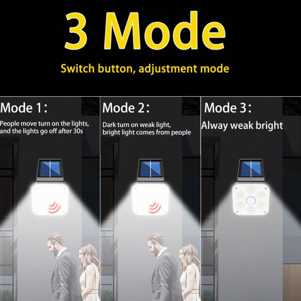 Solar Motion Sensor Wall Light, 54LED Led Solar Light Outdoors Waterproof Solar Power Garden Light