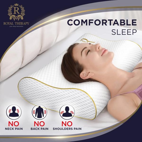 Striped King Contour Pillow for Side Sleepers Memory Foam Pillow Cervical CertiPUR-US