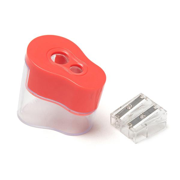 PS Plastic Portable Double Hole Pencil Sharpener With Lid
