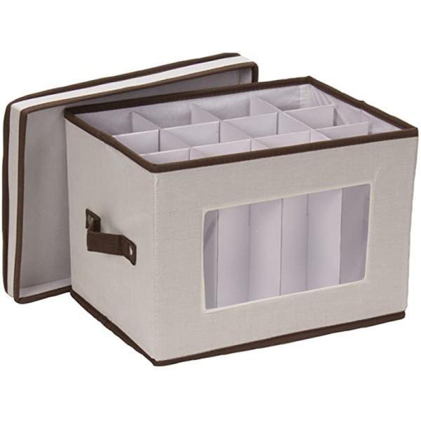 12-Piece Crystal Glassware Storage Case with Dividers - Hard Container for Wine Glasses Stemware, Boxes