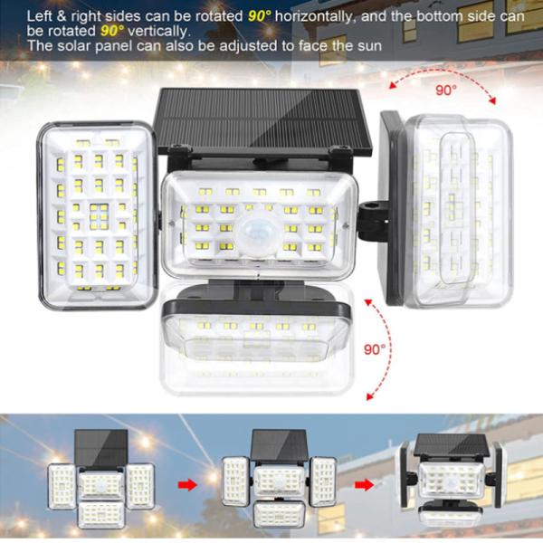 48.4W 6500K Solar Motion Sensor Wall Light 1200lm Solar LED Spotlight