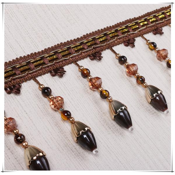 Handmade fashionable chain beads lace tassels fringes for curtain/sofa/pillow decoration