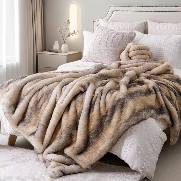 Winter Thick Faux Fur Blanket Faux Animal Fur Household Items