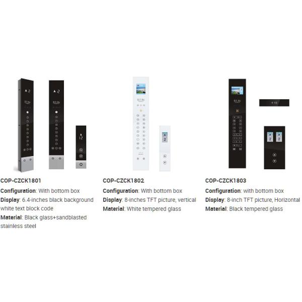 Bottom Box White / Black Tempered Glass Material Lop Cop For Elevator