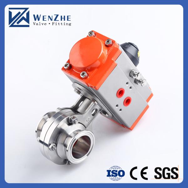 Водные СМИ Санитарная Нержавеющая сталь 304 Tri Clamp Пневматический исполнитель Летучий клапан