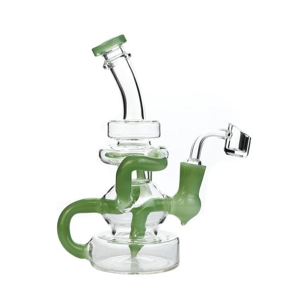 O vidro de Borosilicate do óleo da solha Bongs 8 tubulações de água de InchRecycler que fumam com o Banger de quartzo de 4mm