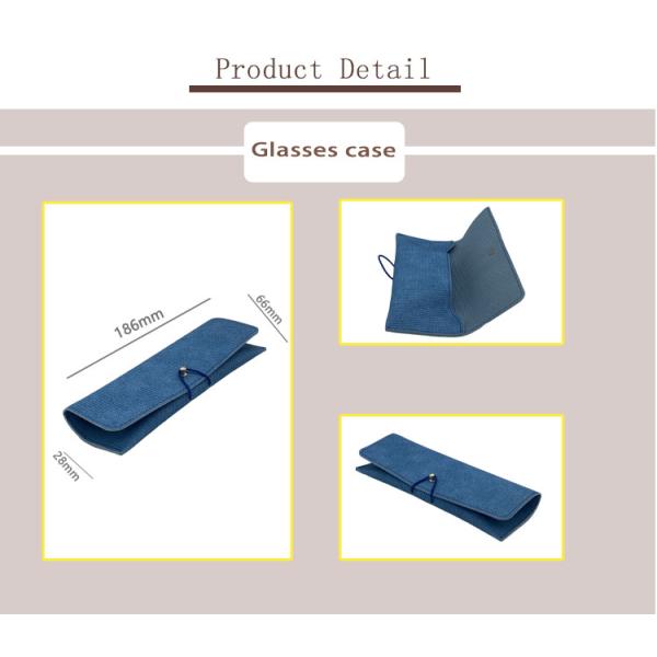 Blue Luxury Belt Hot Stamping Glasses Case Soft Leather Simple Custom Logo