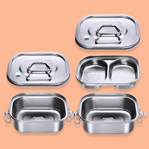 Stainless Steel Bento Box Metal Lunch Box Containers Leak-proof For Adults Dual Tiers Metal Lunch Box Container