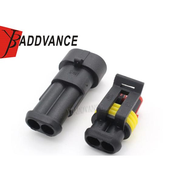 2 Way Male Female Tyco AMP Connectors 282104-1 282080-1 Black Color