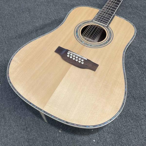 Custom 41 inch Dreadnought D 12 strings abalone binding folk classic acoustic guitar with customized inlay logo headstock