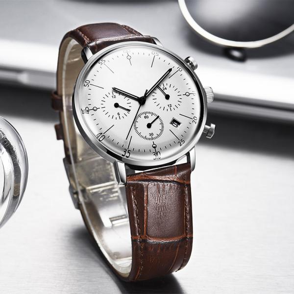 3eye Mens Luminous Watches , 6hands Metal Wrist Watch waterproof