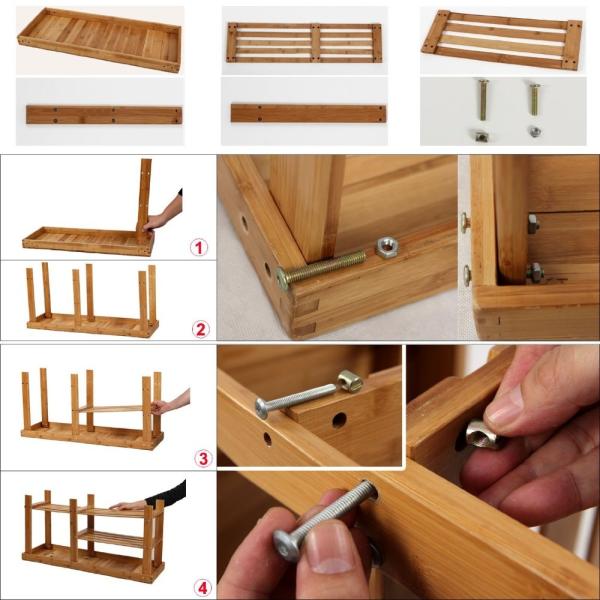 100% Natural Bamboo Home Furniture , Wooden Shoe Shelving Unit  87 X 28 X 45 Cm