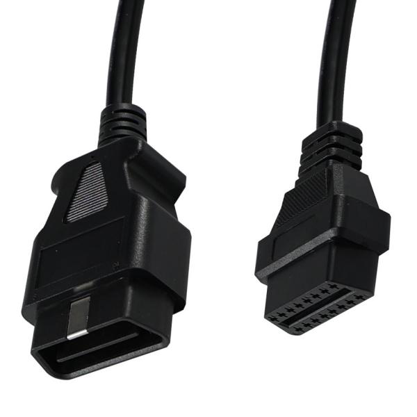 OBD-II Male to Female Extension Cable with 16-Pin Connectors for Car Diagnostic Scanner GPS Tracker Installation