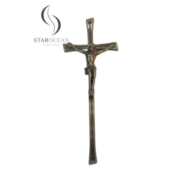 Customizable Antique Brass Metal Funeral Cross 39*15cm SGS Certified ZJ-01