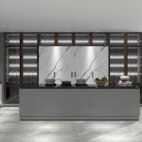 Woodgrain Modern Kitchen Cabinet Unassembled Handleless Furniture