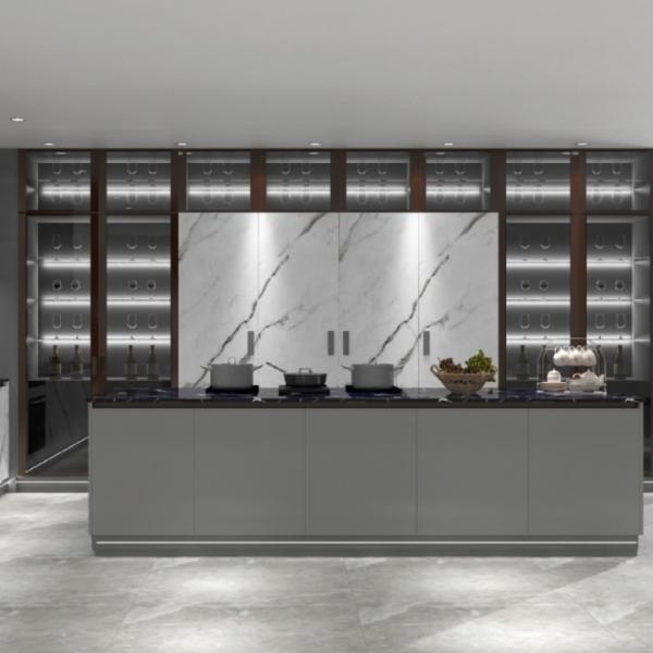 Woodgrain Modern Kitchen Cabinet Unassembled Handleless Furniture