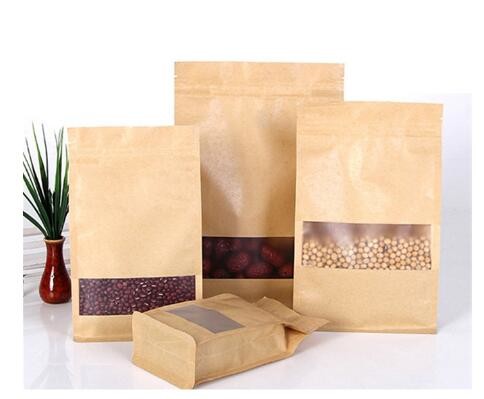 Custom Made Candy/Sugar k Packaging Food Grade Brown Square Bottom Water Resistant Paper Bag