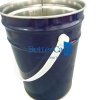 Un seau d' étain blanc de 5 gallons et un seau d' étain de 5 litres avec un joint en caoutchouc