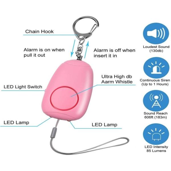 Rechargeable DC5V Police Approved Personal Security Alarms Pink Black Blue 130mAh