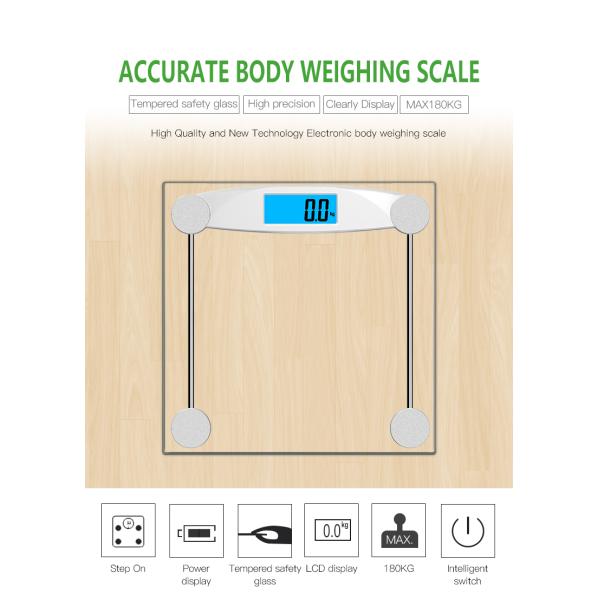 Glass 180kg 396lb Electronic Bathroom Weighing Scales