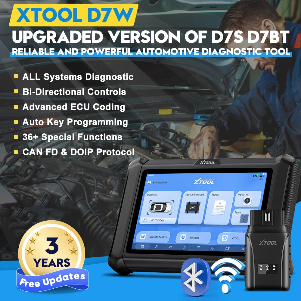 XTOOL D7W BT D7BT Bluetooth Автомобильный сканер Все системы Автомобильный диагностический инструмент ЭКУ Кодирование двунаправленный программист ключа CA