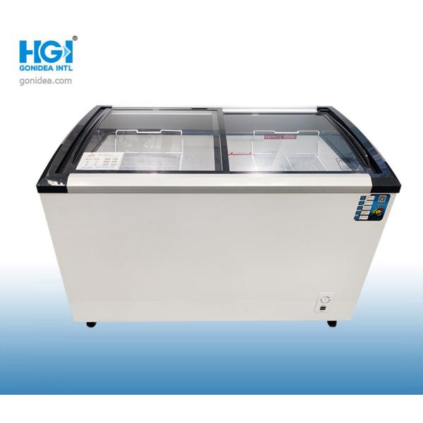 Curved Glass Top Deep Chest Freezer Commercial 10.5 CUFT For Shopping Mall