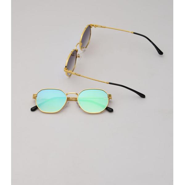 Men Women Polygon Frame Sunglasses Reflective Personality Small Frame Plain Lens Glasses