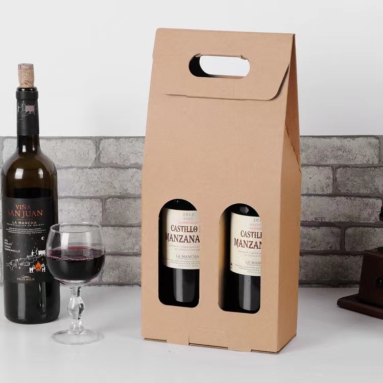 сумка подарка вина 2 бутылок бумажных мешков бутылки вина 10cm*35cm*10cm Biodegradable
